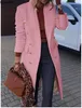 Autumn Winter Women Jackets Lapel Wool Coats Solid Double Breasted Ladies Kne Längd Blandar Coat Womens Overcoat 4XL 231228