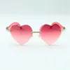 Direktförsäljning av hög kvalitet Nytt hjärtformad skärlinser Endless Diamonds Solglasögon 8300687 Röda naturliga trätemplar Storlek 58-18-135 mm