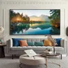 Scandinavian Nature Landscape Canvas Painting Mountain Lake Sunset Wall Art Poster and Print Nordic Picture Modern Home Decor 231228