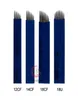 018mm Blue Flex Microblading Eyebrow Needles Manual Tattoo Pen Needles Blade With 12 14 18 18U Pins For 3D Eyebrow Embroidery7200214