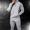 Herren-Trainingsanzüge, Frühling und Herbst, 2-teiliges Set, Herren-Trainingsanzug, lässig, Streifen-Jogger, Kapuzensportbekleidung, Jacken, Hosen, Hip-Hop-Laufsportanzug