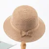 New Bow Sun Hat Foldable Wide Brim Floppy Straw Bucket Caps Beach Elegant Ladies Summer Sunscreen Travel Fisherman Cap