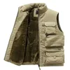 Gilet en peluche pour hommes, épais et chaud, Parka sans manches, coupe-vent, veste Cargo multi-poches pour la pêche, automne et hiver, 231229