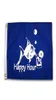 Happy Hour Fish Royal Blue Flag 3x5ft Печать Полиэстер На открытом воздухе или в помещении Клуб Цифровая печать Баннер и флаги Whole5806945