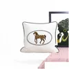 Kussen/decoratief kussen Luxe woonkamerbank Decoratief hoesje Geborduurd paardenkussen Er El Slaapkamer Nachtkastje Vierkant sprei Pillo Dh4Db