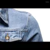 Jaquetas masculinas moda sólida denim lapela para homens outono manga longa casual motocicleta magro ajuste casaco único breasted jeans jaqueta