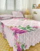 Bed Skirt Spring Pink Flower Moroccan Elastic Fitted Bedspread With Pillowcases Mattress Cover Bedding Set Sheet