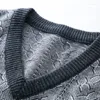 남성 조끼 캐시미어 울 조끼 2023 가을 겨울 줄무늬 양복 조끼 캐주얼 v- 넥 소매 소음 스웨터 풀버 니트