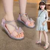 Sandals Rhinestone Butterfly Shoes for Kids Girls Flip Flops Jelly Sandals Shoes Child Slip on Flat Sandals Little Girl Footwear R231229