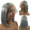 Short grey human hair wigs lace front gray lace frontal wig silver salt and pepper hd Transparent 613 Lace Front Wig 13x4 150%