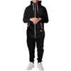 Men's Tracksuits Mens Solid Zip Up Jumpsuit Ovesized Hooded Turtleneck Tracksuit Onesie Spring Large Size Overalls Jogger Hoodie Adult