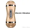 Sexleksaker för män Male Masturbator Cup Electric Sounding Vibrating Vibrator Masturbation Toy Flesh Realistisk vagina mun och vagin8920662