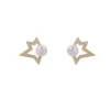 Orecchini di temperamento con perle Mantou perline d'acqua dolce con stella a quattro punte geometriche femminili S925 in argento T Home a corpo intero
