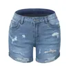 Kvinnor shorts mode kvinnor sommar hög midja denim jeans sexig rippad hål kort 2023 push up casual smal