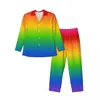 Pigiama sfumato da uomo in pigiameria Set Primavera Arcobaleno Trendy Night Unisex Due pezzi Casual Design oversize Abito da casa Regalo di compleanno