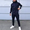 Herren-Trainingsanzüge, Frühling und Herbst, 2-teiliges Set, Herren-Trainingsanzug, lässig, Streifen-Jogger, Kapuzensportbekleidung, Jacken, Hosen, Hip-Hop-Laufsportanzug