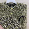 24 fw damski płaszcz haftowany przycięty lurex tweed blouson z literami guziki vintage projektanta dziewczęta Designer Milan Runway Tops Braid Blazer