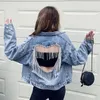 Damenjacken Stylewomen's Denim Jacketwomen's Autumn Spicy Girls Street Fashion Personalisierte Diamanten Handmade Splice Sexy Hollow Bac