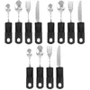 Conjuntos de vajilla 12 PCS Cubiertos plegables Utensilios portátiles Cuchara adaptativa para ancianos ponderada para Parkinsons Goma Personas discapacitadas