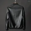 メンズジャケットM-6XLファッションスタンドカラーカジュアルジャケットレザートレンドフィットソリッドカラーブラックコート贅沢なクラシックメンズ服