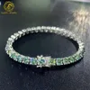 Prix de gros argent Sterling S925 3mm 4mm 6.5mm 1ct couleur bleu-vert bijoux fins Vvs Moissanite diamant chaîne de Tennis