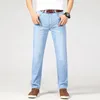 Jeans masculinos 2024 primavera verão vintage azul cor sólida elástico clássico homens magro moda denim calças masculinas tamanho 40