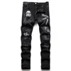 Spring Autumn Ripped Black Jeans Mens Fashion Skull Embroidery Slim Stretch Pants Nightclub Motorcycle Trend Clothing 2312129