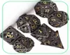 7 stks Zuiver Koper Holle Metalen Dobbelstenen Set DD Metalen Polyhedrale Dobbelstenen Set voor DND Dungeons and Dragons Role Playing Games 2201151548846