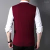 Gilets pour hommes MACROSE Homme Laine Col V Collier Solide Gilet sans manches Basic Knitwear Pull Style Coréen Casual Pull