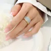 Anillo esmaltado para mujer, diseño con abertura, chapado en acero inoxidable, regalo de joyería de moda en oro de 18k