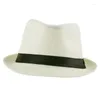 Bérets mode mariage Topper Panama Fedora chapeaux de paille pour hommes femmes été papier herbe plage casquettes Jazz Parent-enfant chapeau de soleil