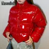 Casacos de trincheira femininos 10.19 KlasonBell High Street Fashion Back Letter Stand Collar Duplo Zíper Jaqueta Curta Parkas Casaco