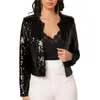 Women's Jackets Attractive Women Jacket Long Sleeves Hand Wash Party Blazer Sequin Shrug Open Front Crop