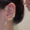 Clip-on & Screw Back Non-Piercing Crystal Leaves Ear Clips Leaf Cuff For Women Fashion Gold Silver Color Cubic Zirconia Clip Earri2167