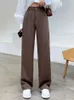 Casual High Waist Loose Wide Leg Pants for Women Spring Autumn Female FloorLength White Suits Ladies Long Trousers 231228