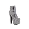 Stövlar 2023 Antumn Winter Women Ankle Plus storlek 22-28 cm tryck PU Upper Modern Buckle Side Zipper High Heel Shoes