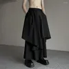 Calças masculinas 2024 estilo japonês rua hip hop punk perna larga homens harajuku casual retalhos calças culottes