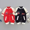 Patchwork Baby Jungen Kleidung Baby Baseball Uniform Brief Overall Für Art geboren Overalls Infant Baby Strampler Frühling Herbst 231228