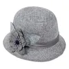 Nya eleganta blommor linne fedoras hattar retro blomma lady kyrkor kepsar vår sommar kvinnlig bowler hink hatt visorer