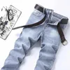 Jeans da uomo Primavera e autunno Pantaloni casual in denim tinta unita slim fit Pantaloni streetwear di lusso da cowboy elasticizzati grigi lavati