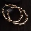 Hela nya basketkvinnor Guld Silver Tone Heart Star Bamboo Joint Hoop Earrings Jewelry Africa Ethnic Large Hoop Earrings234w