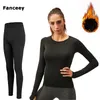 Fanceey O Neck Shirt Base Mujer Ropa interior térmica Calzoncillos largos para mujer Ropa térmica Segunda piel Invierno Traje térmico femenino 231229