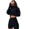 Damen-Trainingsanzüge, Damen-Trainingsanzüge, langärmlig, Oberteile, Shorts, Anzüge, 2 Stück, dünn, sexy Stehkragen, lässig, 2-teilig, Hosen-Sets, Damen-Frühlings-Herbst-Outfits 3D54