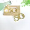 50PCS Wedding Anniversary Favors 50th Design Gold Bottle Opener in Gift Box Birthday Party Giveaways Solid Golden Beer Openers ZZ