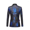 Men's Suits Elegant Jacquard Suit Blue Latest Designs Wedding Groom Prom Party Black Shawl Collar Male 3 Piece Set (Blazer Vest Pants)