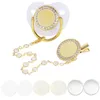 Blank Personalized Baby Pacifier with Chain Clips Covers Luxury Bling Zircon Silicone Dummy Nipple Teether born Gift 5Set/lot 231229