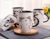 Cute Cat Ceramics Coffee Mug With Lid Large Capacity 600ml Animal Mugs creative Drinkware Coffee Cups Novelty Gifts milk cup4996765