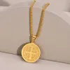 ces St Benedict Necklace Men 14k Yellow Gold Saint Religious Jewelry Medal Pendant Saint Benedict Amulet Necklace