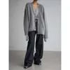 Designer cardigan camisola das mulheres estilo preguiçoso solto camisola casaco elegante macio de manga comprida blusas de malha 1228