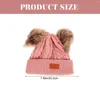 Berets 2pcs Double Pompom Child Kids Beanie Hat Baby Ball Knitted Caps Autumn Warm Crochet Girls Boys Hats (Skin Pink)